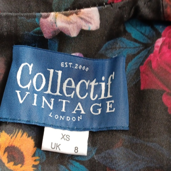 Designer Collectif Vintage Floral A-Line Dress with Belt - Picture 5 of 6